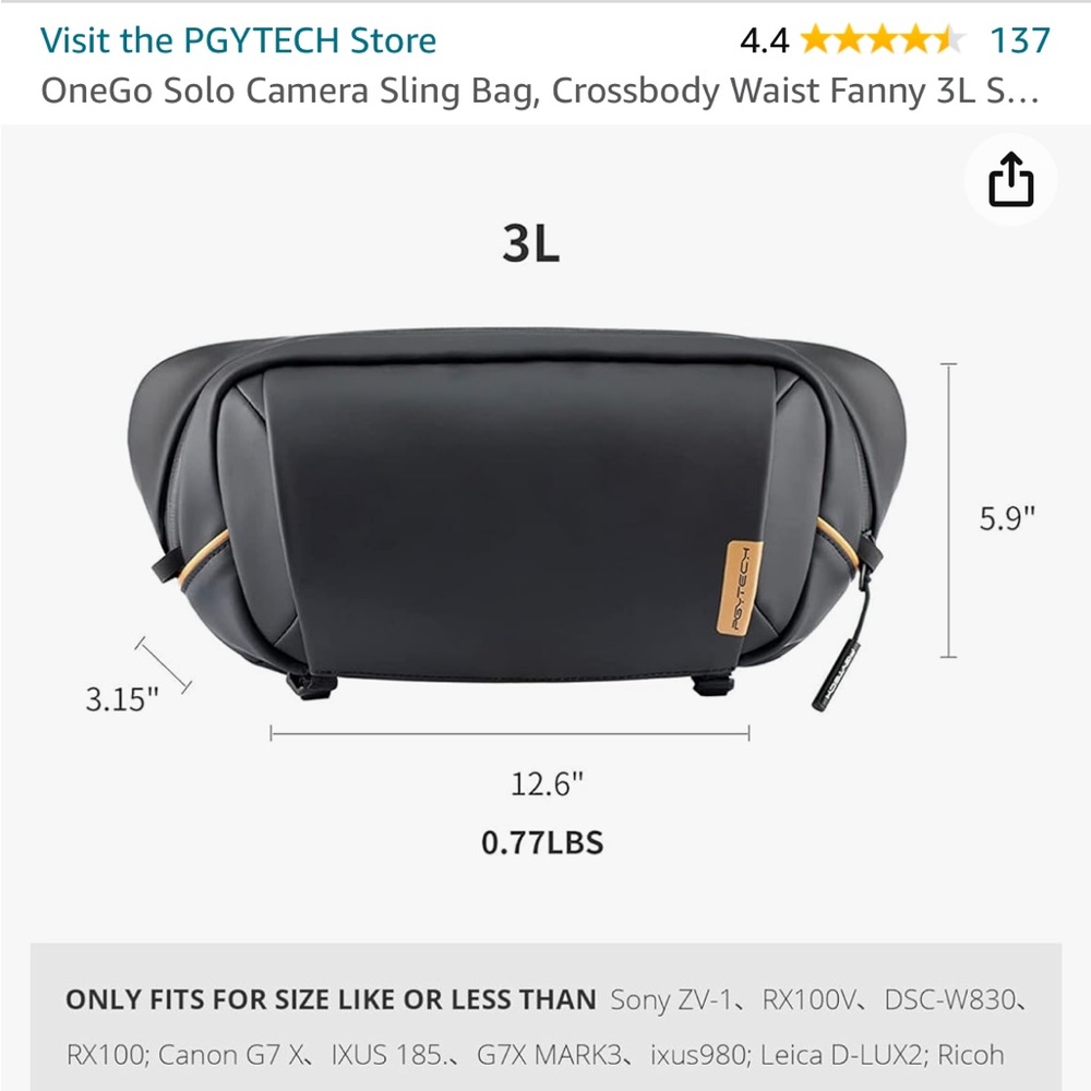 Pgytech OneGo Solo Crossbody Sling Bag